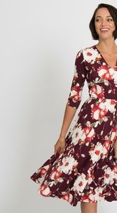 Agnes and Dora Oxblood Floral Curie Dress